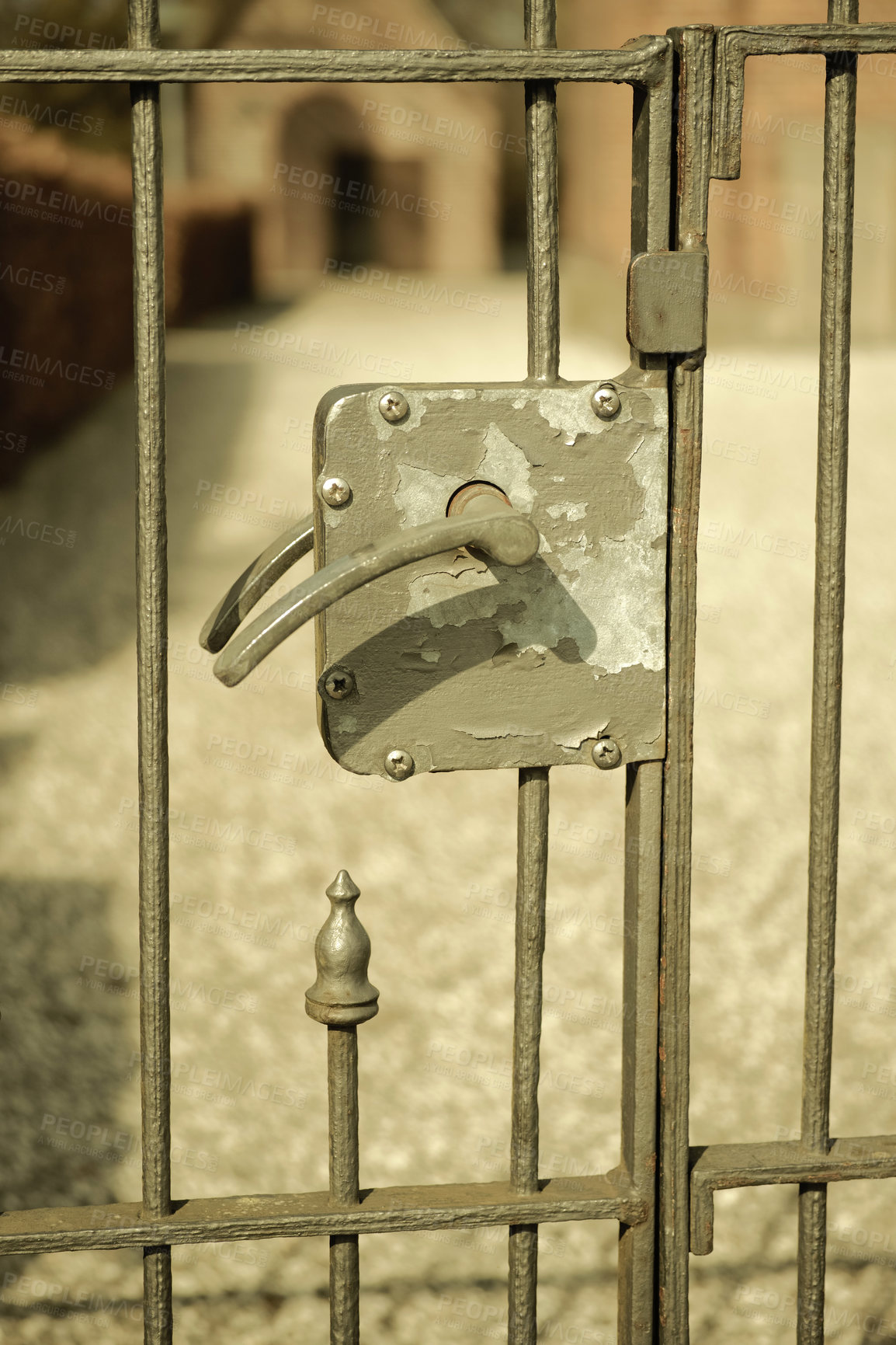 Buy stock photo Closeup of metal gate