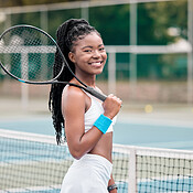 Free Photos - A Young, Athletic African American Woman Holding A Tennis  Racket And Standing On A Court, Poised And Prepared For A Game Of Tennis.  She Is Wearing Sports Attire And