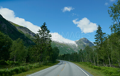 Buy stock photo Glacier on road trip journey Majestic beautiful snow landscape exploration