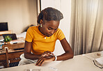 Young, worried and stressed black woman waiting for the results of her HIV test. African American woman looking at the time on a smart watch and anxious or fearful about her medical and health status