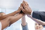 Hands of corporate team in diversity, partnership and  solidarity for success ,collaboration at office. Group of global business people, business staff or company people on our vision management goal