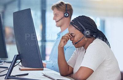 Buy stock photo Business woman fail in investment, stock market and forex trading or economy crisis. Stress, bad financial invest on stocks for corporate finance worker and profit loss on computer data for company