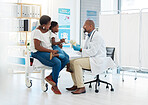 Doctor, nurse or medical worker consulting with baby, mother and child patient for flu, allergies or covid in hospital room. Medicine, trust and support in a medical clinic with a health professional