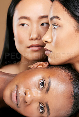 Unknown mixed race woman standing alone outside and posing nude with