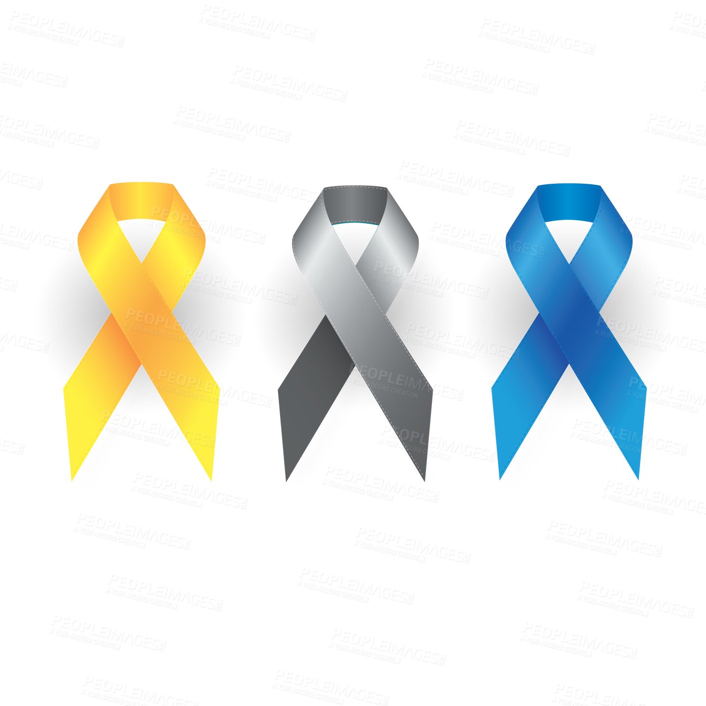 Buy stock photo Color, ribbon and badge with cancer awareness for community, charity or HIV and AIDS on a transparent PNG background. Isolated logo or colorful sign for support, NGO organization or symbol of cause