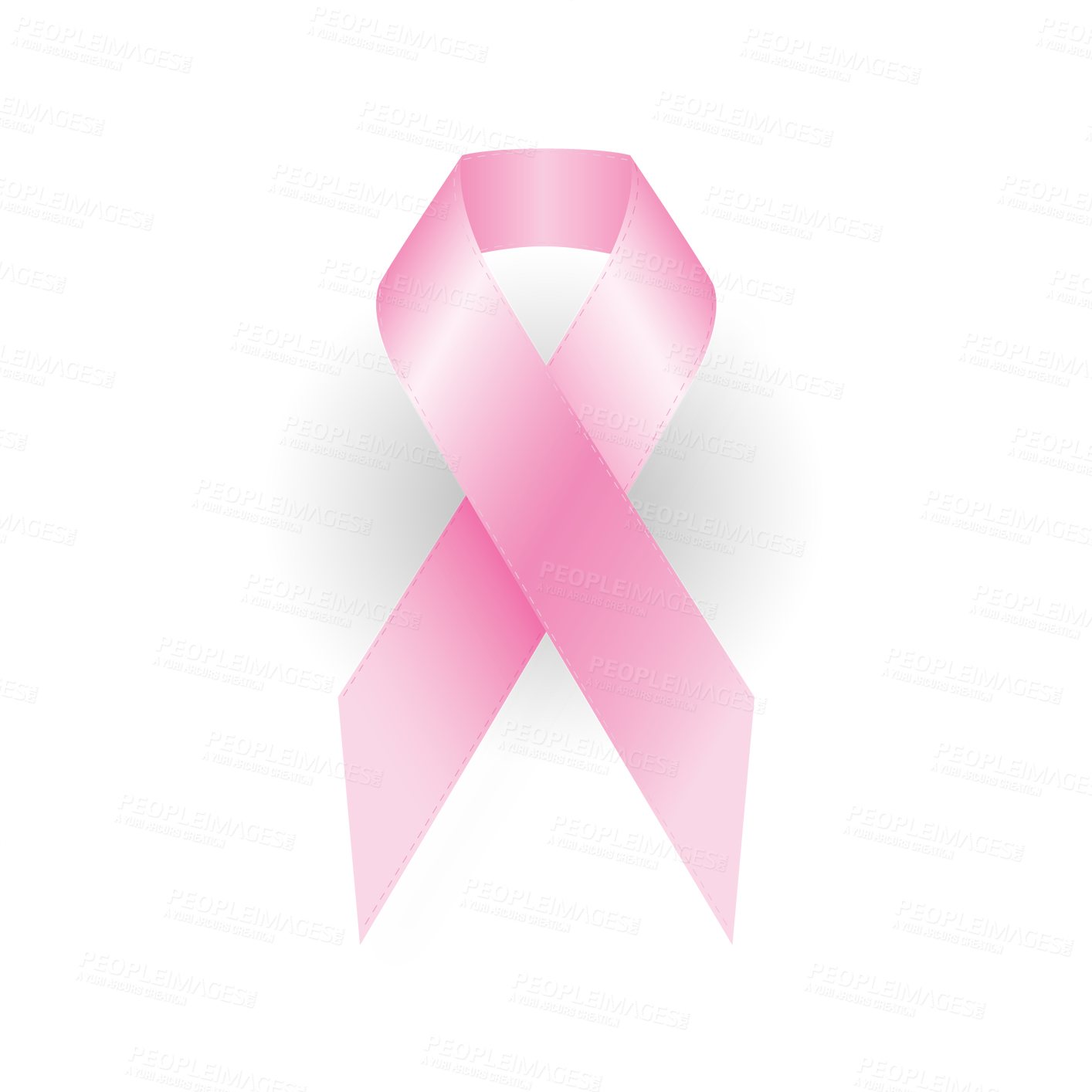 Buy stock photo Pink, ribbon and symbol with breast cancer for awareness, sign or logo on a transparent PNG background. Isolated shape or bow tie of illustration for health, care or wellness of cause or charity