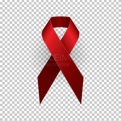 A red HIV and AIDS ribbon, support and sign or logo on a png, transparent and isolated or mockup background. A vector, illustration and design for health care, wellness and awareness
