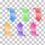 Arrow, icon and emoji sign or vector for an app logo or 3d web design on a png, transparent and mockup or isolated background. Notification, logo and color design showing direction