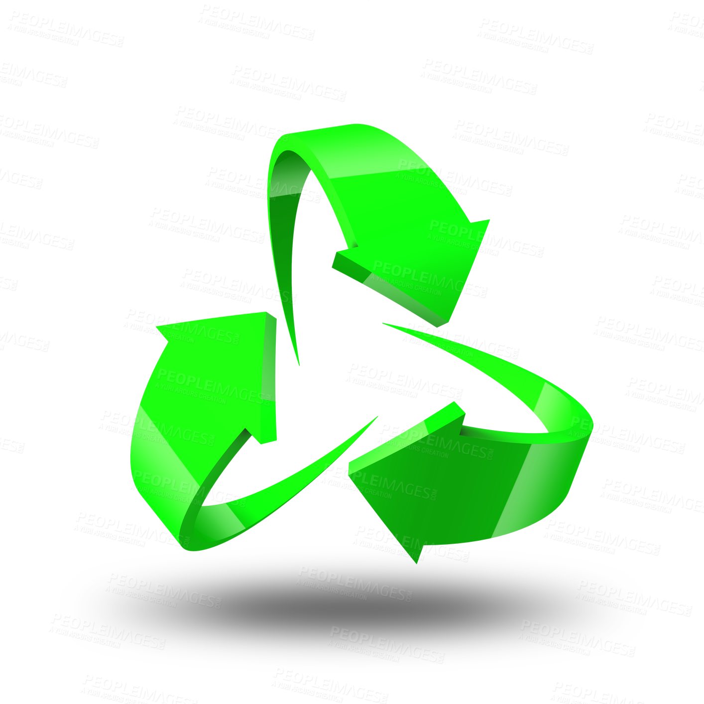 Buy stock photo Eco friendly, arrows and recycling sign for sustainability icon, vector or logo on transparent png background. 3d design,  pattern or graphic symbol for clean energy, environment and stop pollution