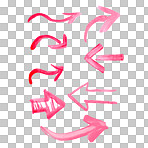 Arrow, icon and emoji sign or vector for an app or web design on a png, transparent and mockup or isolated background. Notification, logo and color design showing direction