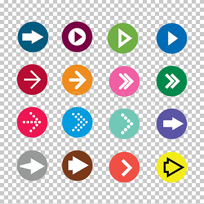 Buy stock photo Arrow, icon and color sign with direction, graphic or vector of symbol, logo or collection on a transparent PNG background. Isolated illustration with set of pointing shape for design or alert signal
