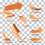 Arrow, icon and emoji sign or vector for an app or 3d web design on a png, transparent and mockup or isolated background. Notification, logo and color design showing direction