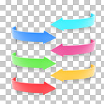 Arrow, icon and emoji sign or vector for an app or 3d web design on a png, transparent and mockup or isolated background. Notification, logo and color design showing direction