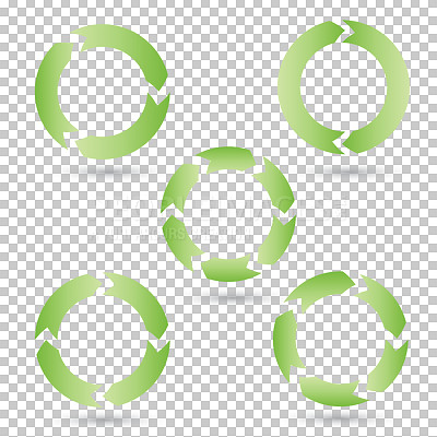 Buy stock photo Recycle, arrow and green sign for sustainability icon, vector or logo on a png, transparent and mockup or isolated background. Recycling for clean energy and an eco friendly brand or emoji for symbol