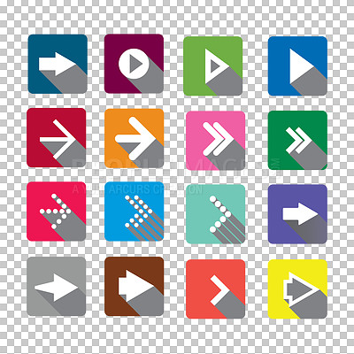 Buy stock photo Arrow, icon and emoji sign or vector for an app or web design on a png, transparent and mockup or isolated background. Notification, logo and color for showing and direction for shape and size