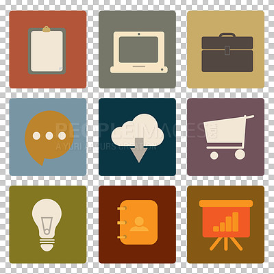 Buy stock photo Logo, icon and emoji or sign for business, social media and laptop symbol. Color vector design, notification or graphic illustration for creative website on a png, transparent or isolated background