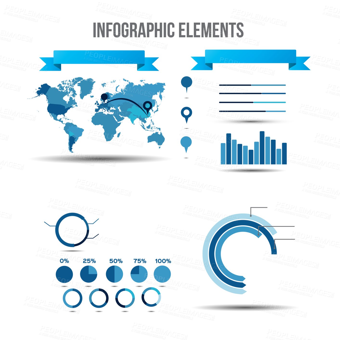 Buy stock photo Infographic chart, report and presentation for business with data analytics, seo information and sales graphs. Illustration, financial template or statistics isolated on a png transparent background