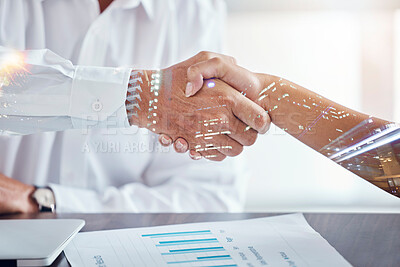 Buy stock photo Handshake, b2b business meeting and business people shaking hands for success collaboration, teamwork and partnership. Thank you, welcome and support from startup logistic company employee in office.