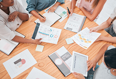 Buy stock photo Business, analytics and team finance data of a work collaboration with teamwork in a office. Financial staff working on tax, corporate audit report and corporate accounting information together