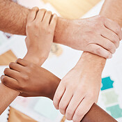 Company Community Hands of business teamwork diversity, office collaboration and global ...