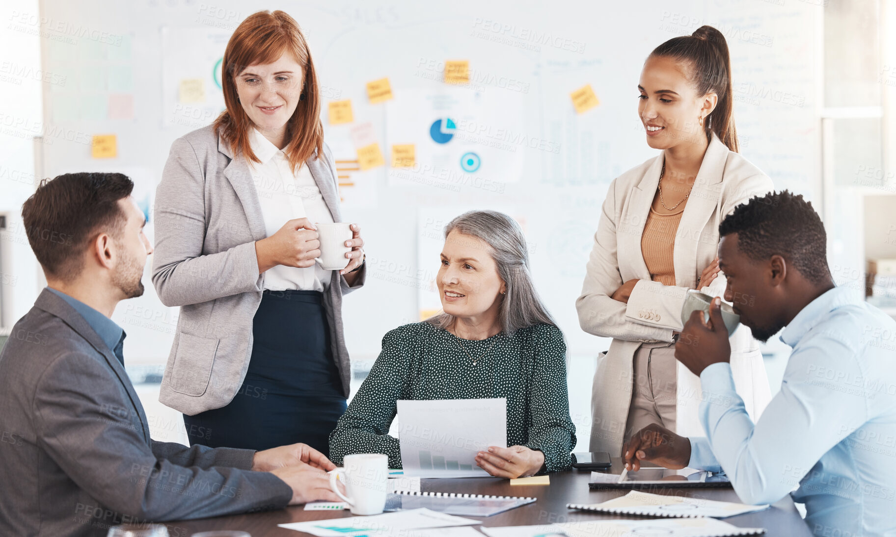 Buy stock photo Advertising and marketing collaboration and business people in a meeting. Conversation of work seo data analytics with vision, goal and motivation for company growth or teamwork, planning or strategy