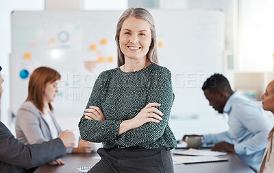 Buy stock photo Success, leadership and corporate woman manager or leader work at accounting company office trust company and vision and mission. CEO, lady boss or executive of financial consulting business startup
