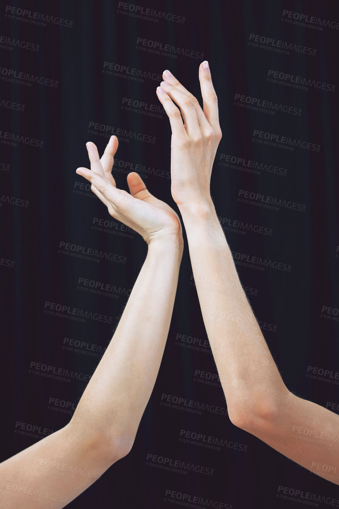 Buy stock photo Ballet hands and performance art stage for creative dancer theatre movement girl. Entertainment performer with classy, elegant and stunning pose for professional talent showcase closeup.
