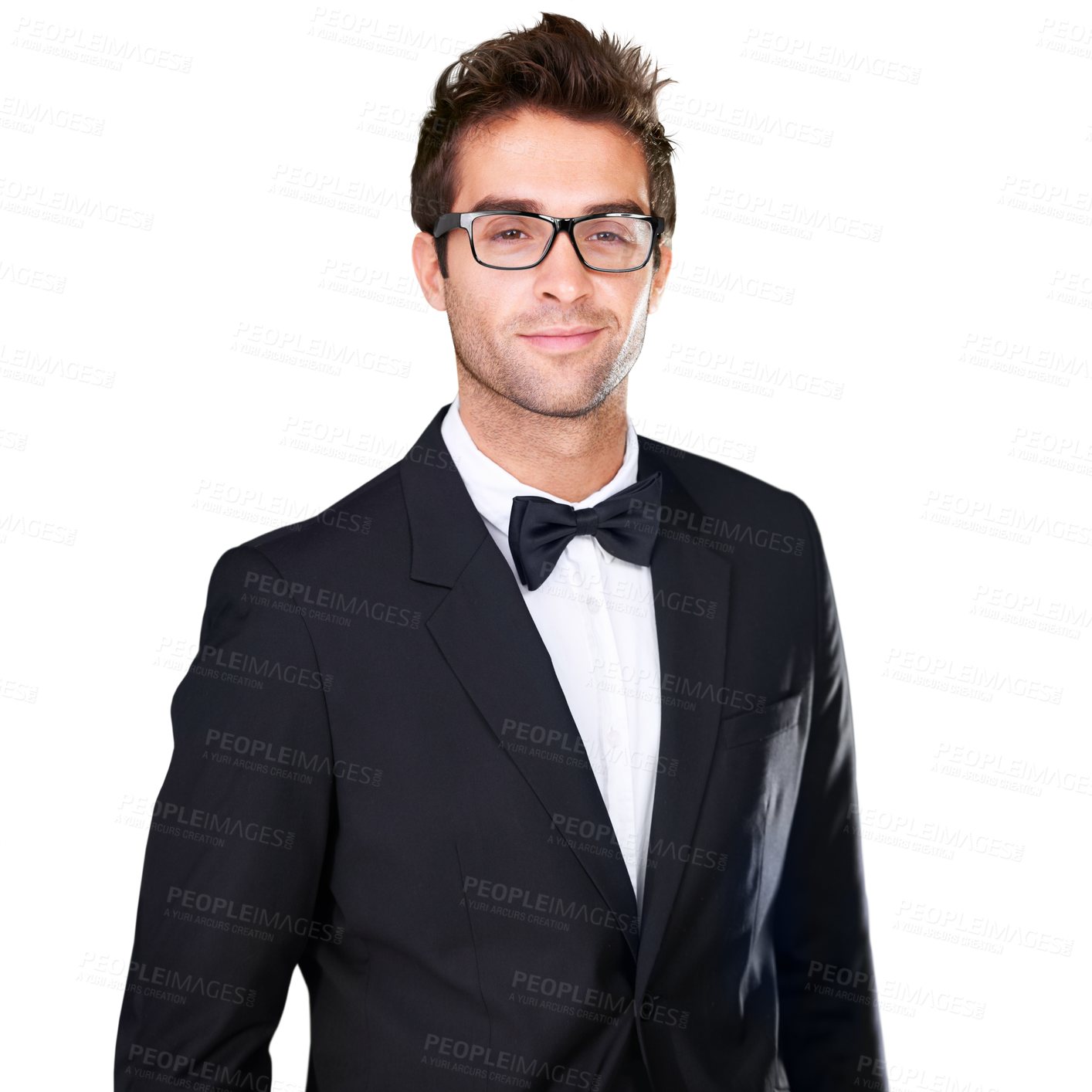 Buy stock photo Suit, tuxedo and fashion for a stylish man wearing elegant, rich and classy clothes on a png, transparent and isolated or mockup background. Portrait of an attractive, handsome and formal guy