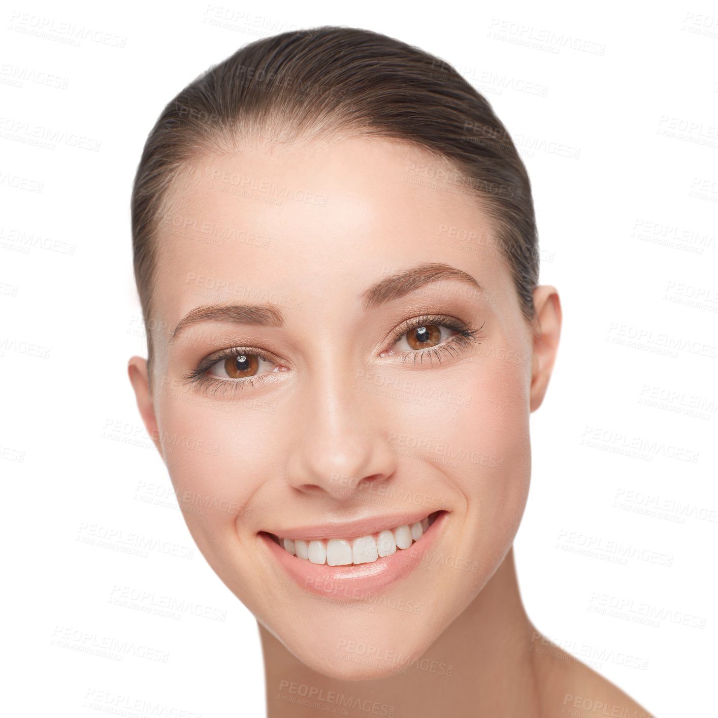 Buy stock photo Woman, smile and teeth for dentist portrait clean or wellness smile isolated on transparent png background. Female person, mouth hygiene and dental floss for beauty results, tooth care or whitening