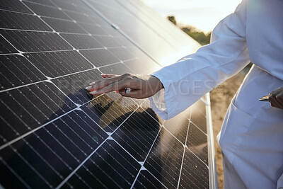 Buy stock photo Sun solar panel, solar energy and electricity is future innovation in technology, renewable energy, and environment sustainability. Research development on eco friendly and futuristic energy or power
