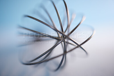 Buy stock photo Abstract background, 3d metal and futuristic design with spiral. Blurry, modern and isolated copy space for graphic illustration. Dynamic, minimal and clean design for simple composition style.