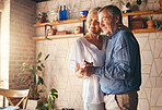 Dance, old couple and love holding hands dancing to music at home in memory of a happy marriage, romance and anniversary. Senior woman enjoy quality time, bonding and romantic retirement with partner