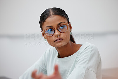 Buy stock photo University, education and learning with a woman student in class for studying, growth or development. Scholarship, college and study with a female pupil in a classroom listening to a lesson