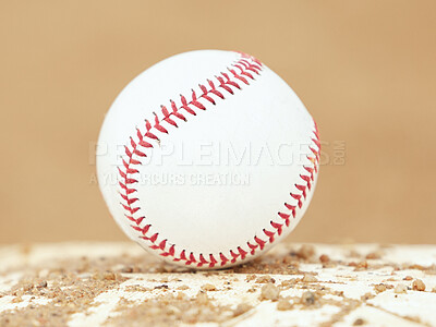 Buy stock photo Baseball pitch, sports ball and outdoor training for fitness, sport and health for outdoor ball game. Exercise, athlete and  motivation for softball competition, match and tournament background
