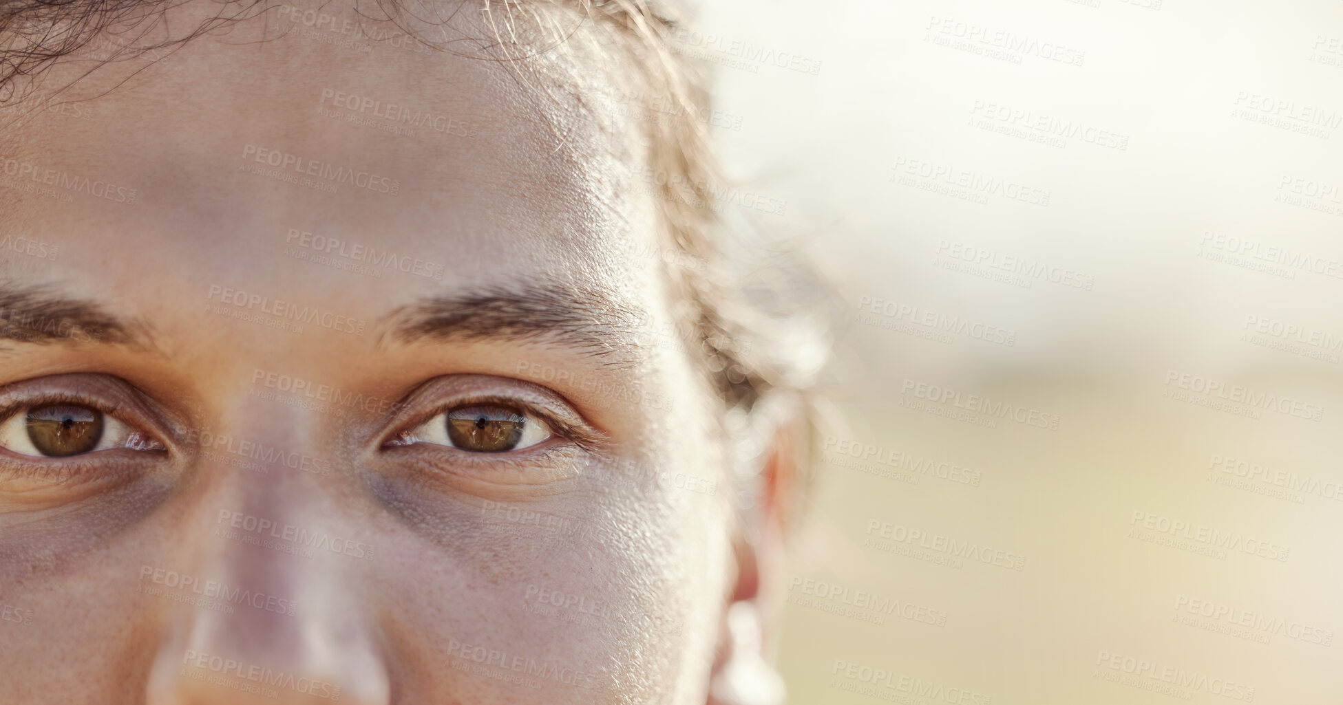 Buy stock photo Face portrait of serious man with focus, determined mindset and ready for health workout, fitness or sports exercise training. Athlete motivation, wellness or marathon runner ready for cardio running