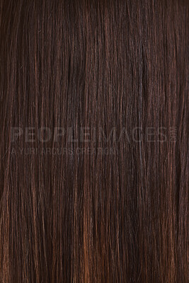 Buy stock photo Hair backgrounds, smooth texture and brown color, hair style, extension and zoom hair care, hair dye and beauty salon shampoo cosmetics product. Closeup brunette long haircut, wig and head with shine