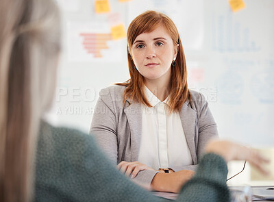 Buy stock photo Business women, teamwork or collaboration in office for strategy planning, company finance budget or growth innovation. Corporate financial workers, employees or people in boardroom meeting for goals
