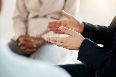Buy stock photo Woman, hands and support circle for office team building, company mental health or teamwork collaboration. Zoom, help or business people with worker diversity in psychology counseling therapy meeting