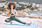 Yoga, Zen and Back View of Black Woman at Beach on Yoga Mat Outdoors for  Health, Wellness or Mobility. Meditation, Hands Stock Photo - Image of  health, outside: 260424298