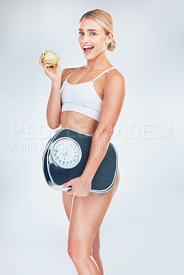 Slim woman, tape measure and diet to lose weight in stomach or body for  health and wellness motivat Stock Photo by YuriArcursPeopleimages