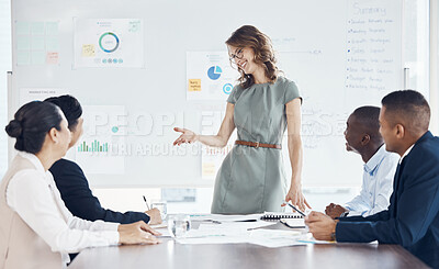 Buy stock photo diversity, teamwork meeting and planning marketing report stratergy in modern office. Business, data finance leadership and sales training collaboration with analytics business people for startup
