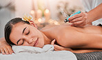 Spa, relax and luxury smoke therapy or meditation for zen mental health. Woman, healthcare wellness and spiritual healing for chakra energy or physical therapy mindfulness with therapist hands 