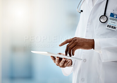 Hospital, health and doctor with tablet and stethoscope, medical mockup and digital information with technology for medicine. Healthcare schedule planning, cardiology with cardiovascular health care.