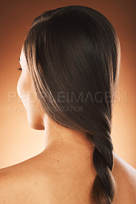 Back Hair Beauty Model Woman Studio Brown Background Natural