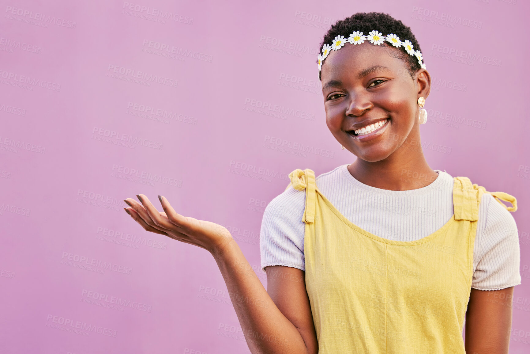 Buy stock photo Mockup, black woman and cosmetics for skincare, marketing and wellness on studio background. Makeup, Nigerian female and healthy girl with brand advertising, smooth and clear skin for natural beauty.