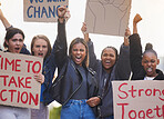 Protest, poster and angry diversity women rally for equality, human rights support or racism. Students cardboard banner, justice crowd portrait and community people fight for USA abortion law change