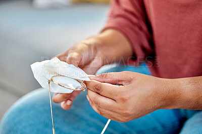 Buy stock photo Hands, woman and cleaning dust of glasses with fabric tissue for protection, sight and eyes. Girl, microfiber cloth and wipe spectacles, frames and eyewear for clear vision, reading and lens eye care