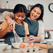 Premium Photo  Baking family and children with a mother and daughter  learning about cooking in the kitchen of their home food kids and help with  a girl and woman teaching her