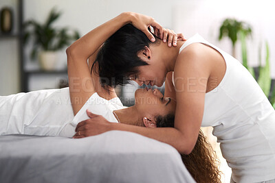 Buy stock photo Shot of an affectionate couple spending quality together at home