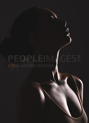 Sad Woman Profile Silhouette Dark Monochrome Stock Photo 245559184